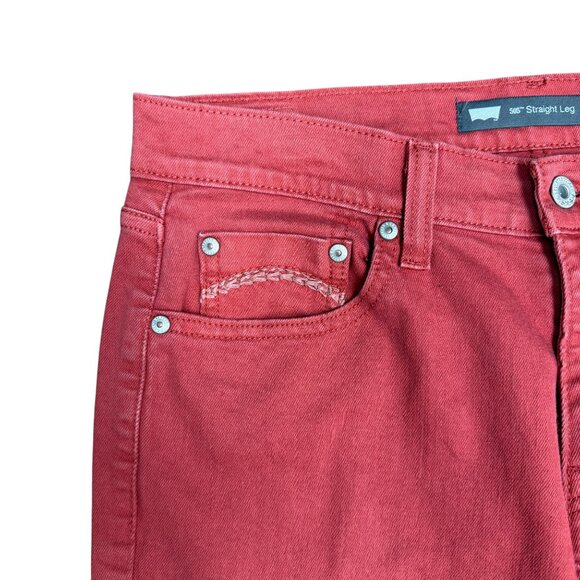 EUC Women's LEVI'S 505 Straight Leg Jeans‎ Red | Size 10 - Picture 6 of 10